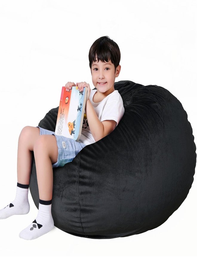 Lukeight Stuffed Animals Storage Bean Bag Chair Cover - Premium Velvet Organizer with YKK Zipper Holds 80+ Plush Toys, Washable Kids Room Decor (No Filling, X-Large) - Image 1